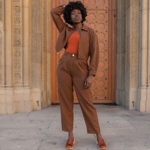 Big bud press brown checkered trousers petite small